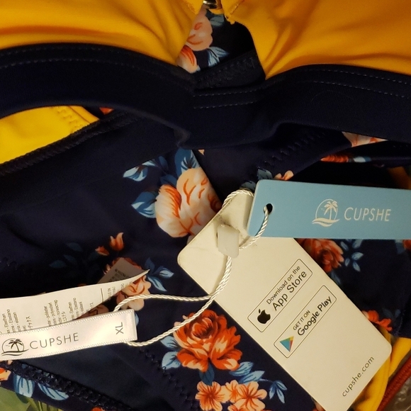 Cupshe Colorblock Floral High Waisted Bikini Size XL - Picture 6 of 6